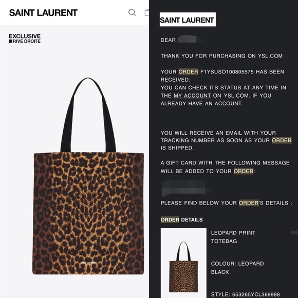 Saint Laurent leopard print canvas tote bag brand new - Picture 2 of 6